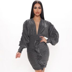 Metallic Mini Dress - Black/Silver
